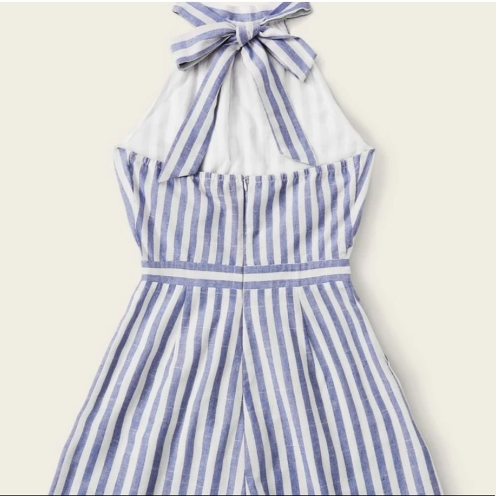 Blue and White striped romper